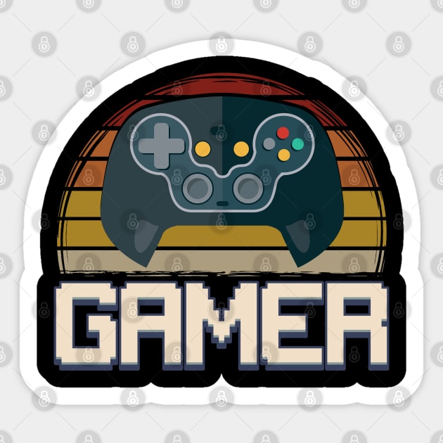 Vintage Retro Gamer Graphic Tees Video Game Player Gift Sticker by Proficient Tees